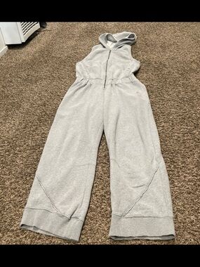 Free people movement set go sleeveless jumpsuit with hood, medium